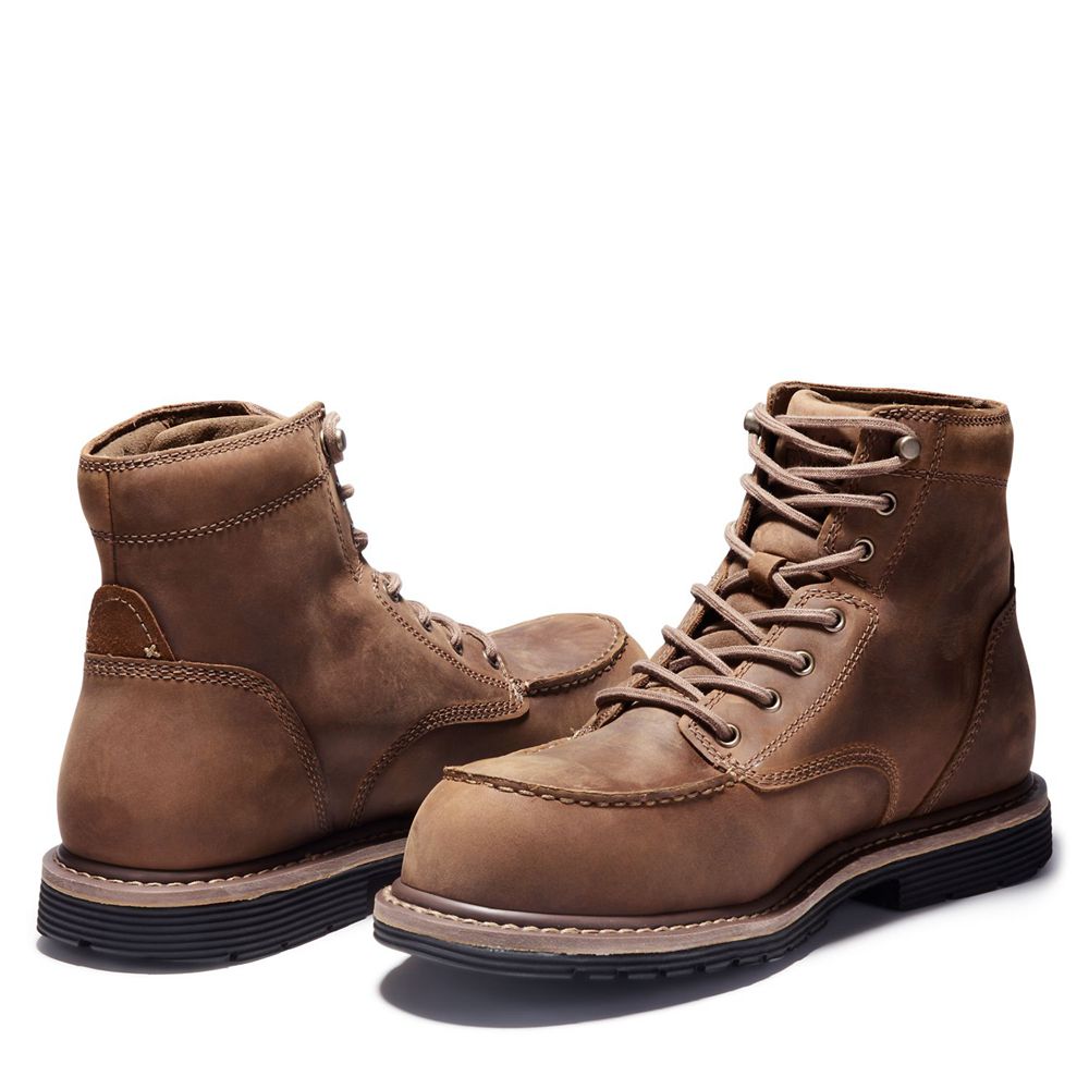 Botas Pro Timberland Hombre Pro Millworks 6\" Moc Comp Toe Marrones - Chile JZN-085427